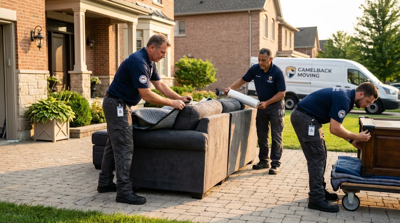 Large estate moving crew wrapping furniture in Rogersville, AL